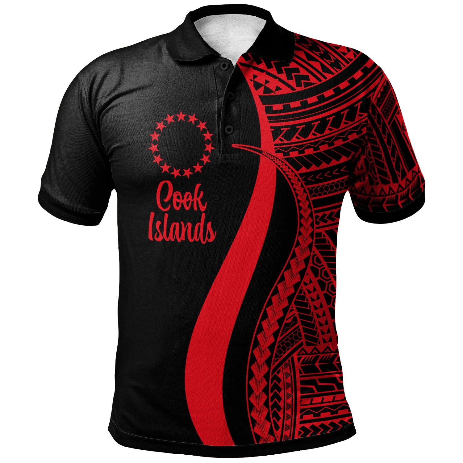 Cook Islands Polo Shirt Red Polynesian Tentacle Tribal Pattern Unisex Red - Polynesian Pride