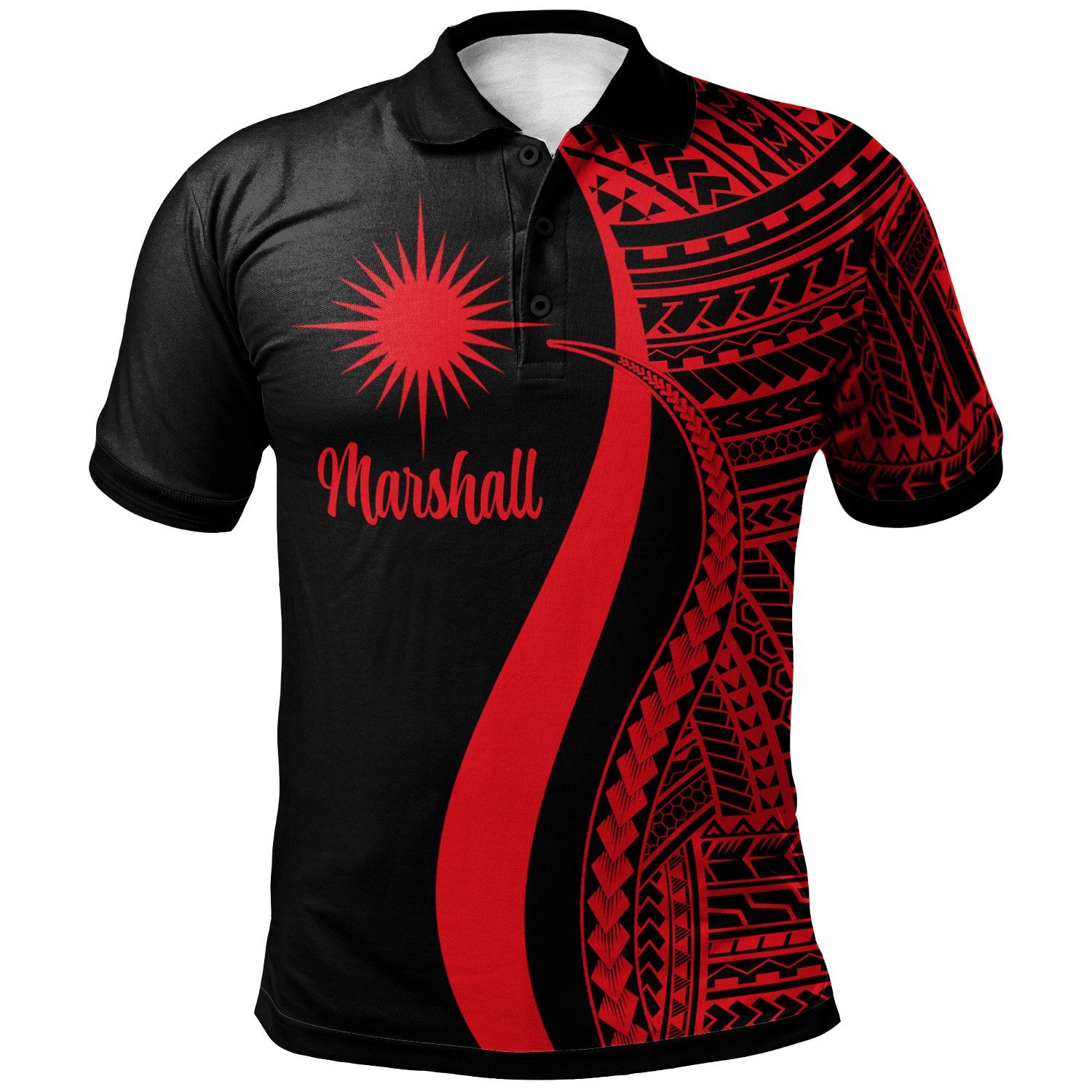 Marshall Islands Polo Shirt Red Polynesian Tentacle Tribal Pattern Unisex Red - Polynesian Pride