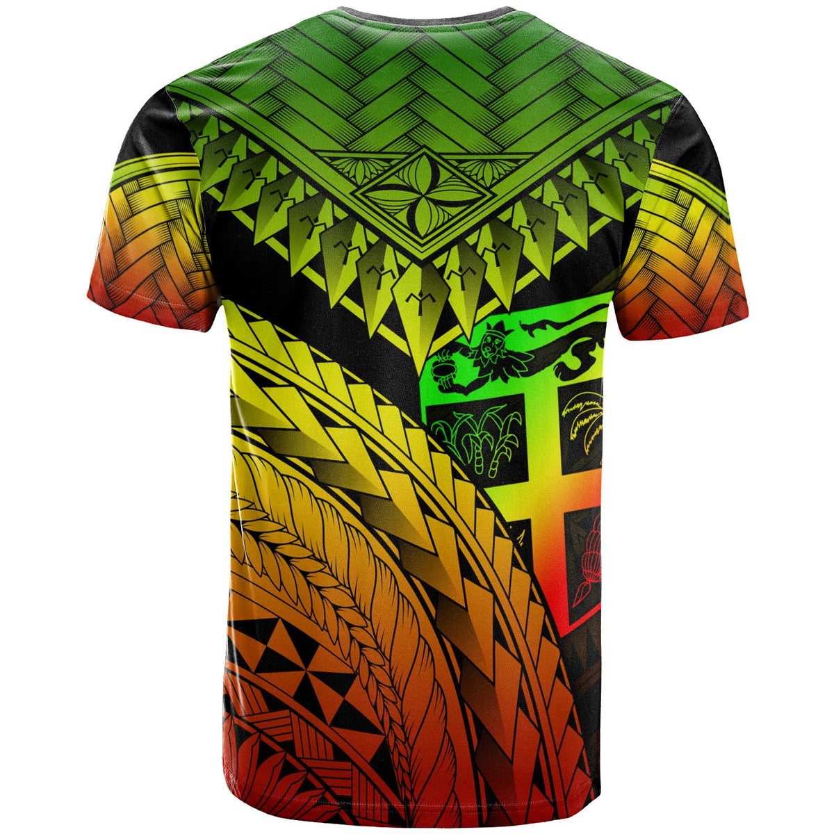 Fiji Custom T Shirt Reggae Polynesian Necklace and Lauhala - Polynesian Pride