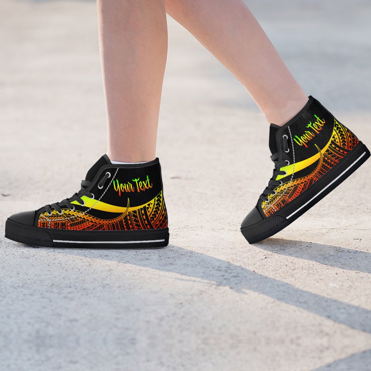 Yap Custom Personalised High Top Shoes Reggae - Polynesian Tentacle Tribal Pattern - Polynesian Pride