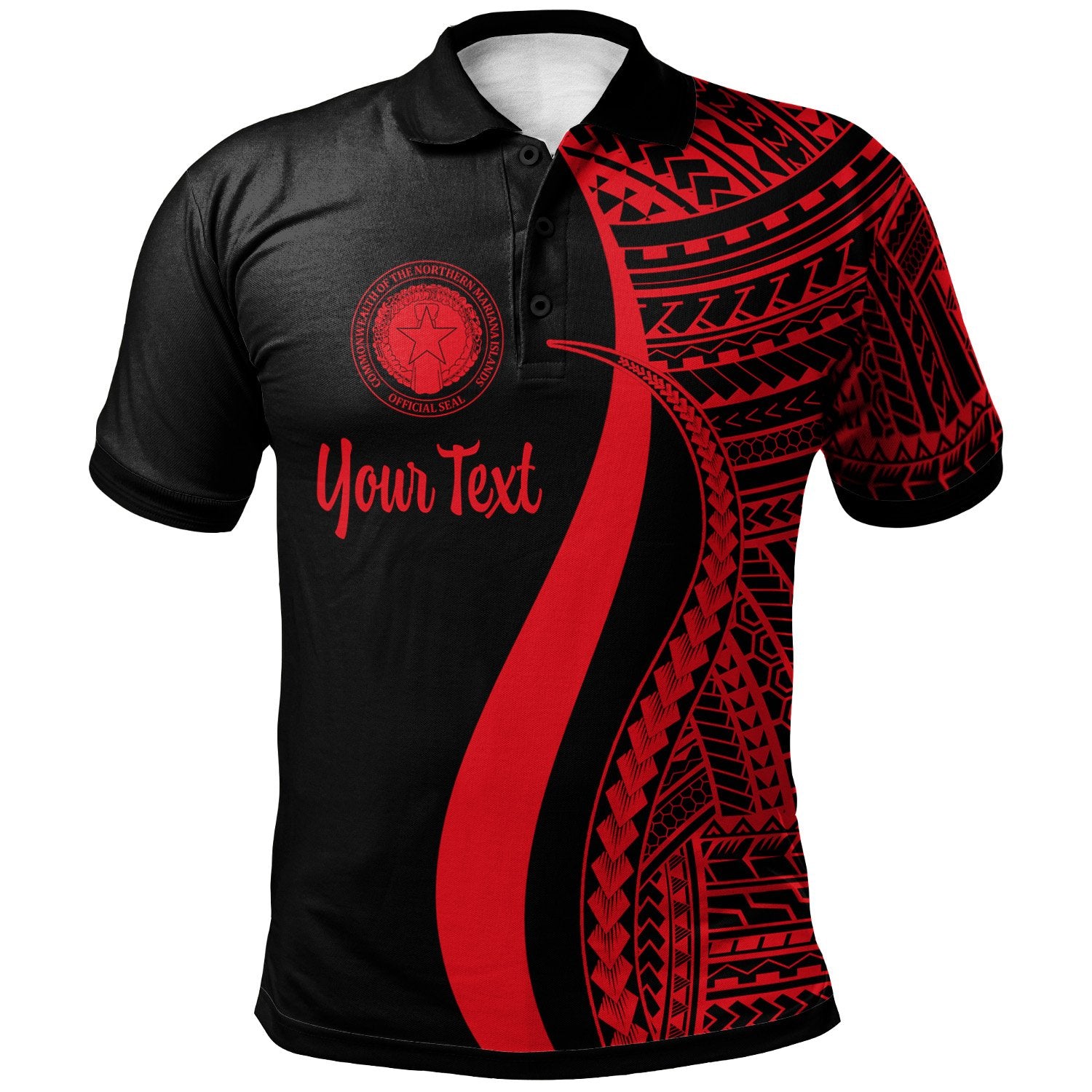 Northern Mariana Islands Custom Polo Shirt Red Polynesian Tentacle Tribal Pattern Unisex Red - Polynesian Pride