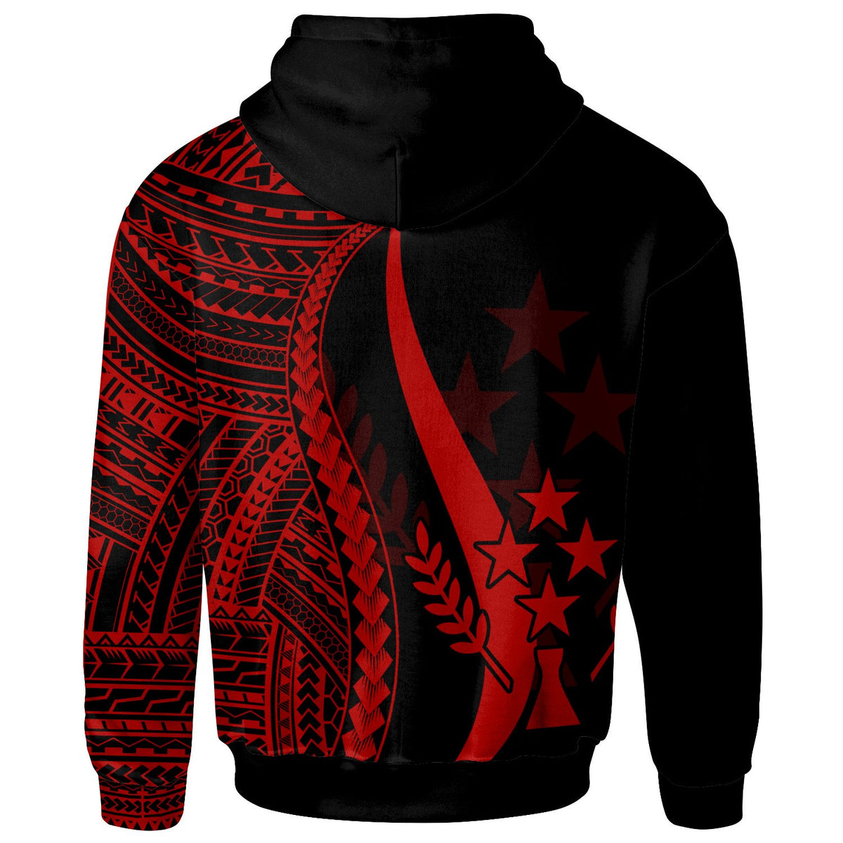 Kosrae Custom Zip up Hoodie Red Tentacle Tribal Pattern - Polynesian Pride