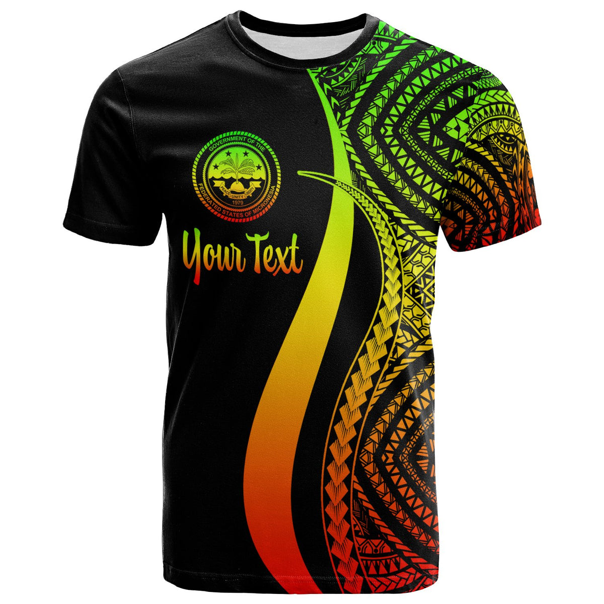 Federated States of Micronesia Custom T Shirt Reggae Micronesian Tentacle Tribal Pattern Unisex Reggae - Polynesian Pride