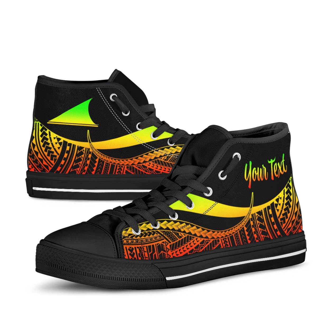 Tokelau Custom Personalised High Top Shoes Reggae - Polynesian Tentacle Tribal Pattern - Polynesian Pride