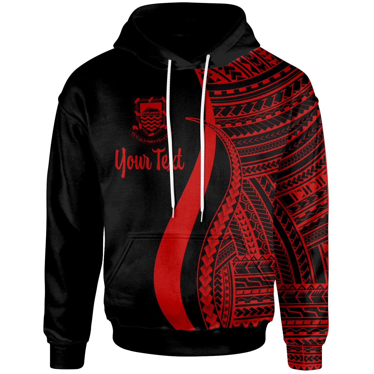 Tuvalu Custom Hoodie Red Tentacle Tribal Pattern Unisex Red - Polynesian Pride