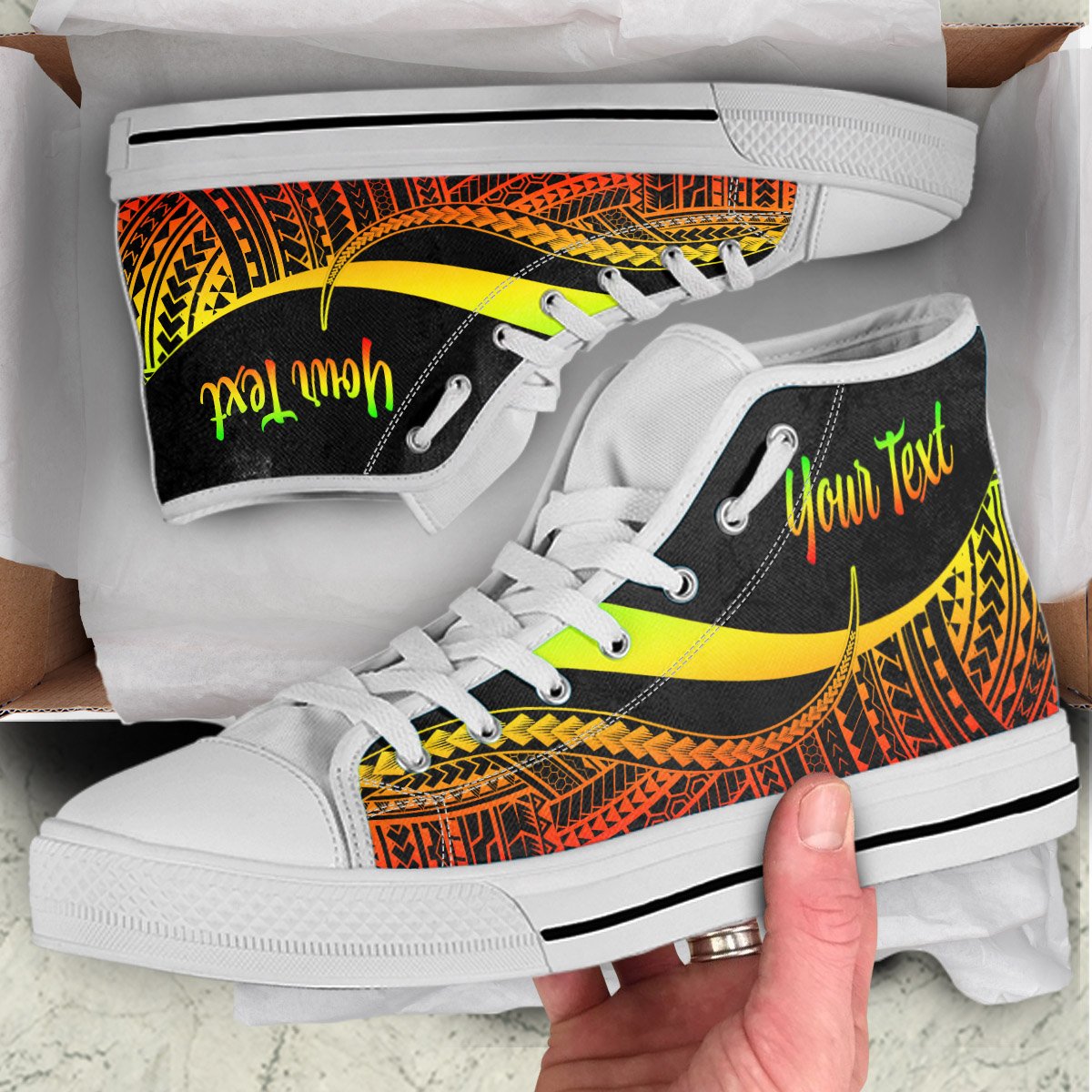 Yap Custom Personalised High Top Shoes Reggae - Polynesian Tentacle Tribal Pattern - Polynesian Pride
