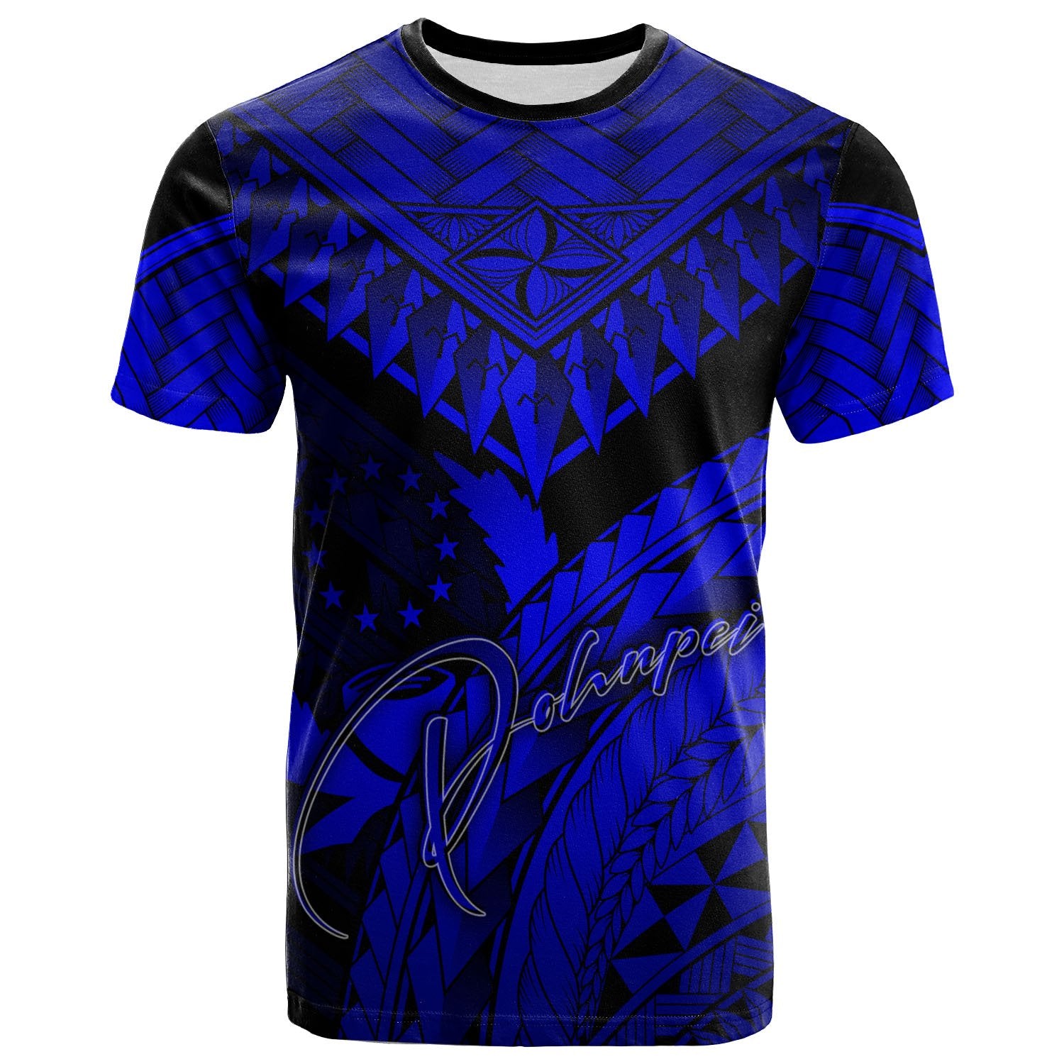 Pohnpei T Shirt Royal Blue Polynesian Necklace and Lauhala Unisex Art - Polynesian Pride