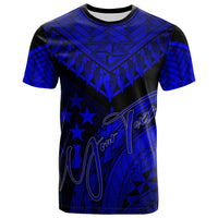 Kosrae Custom T Shirt Royal Blue Polynesian Necklace and Lauhala Unisex Art - Polynesian Pride
