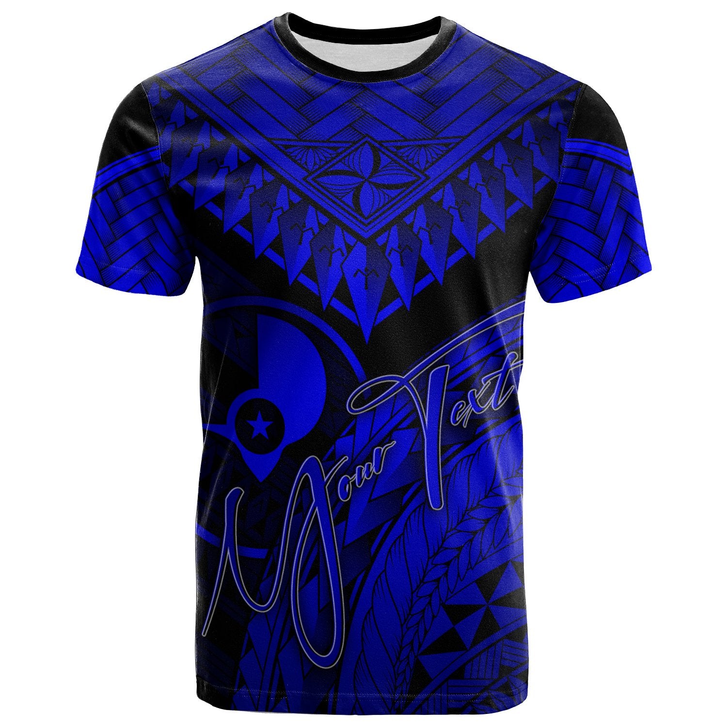 Yap Custom T Shirt Royal Blue Polynesian Necklace and Lauhala Unisex Art - Polynesian Pride