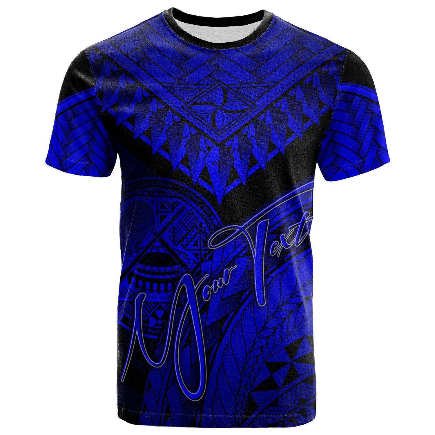 American Samoa Custom T Shirt Royal Blue Polynesian Necklace and Lauhala Unisex Art - Polynesian Pride