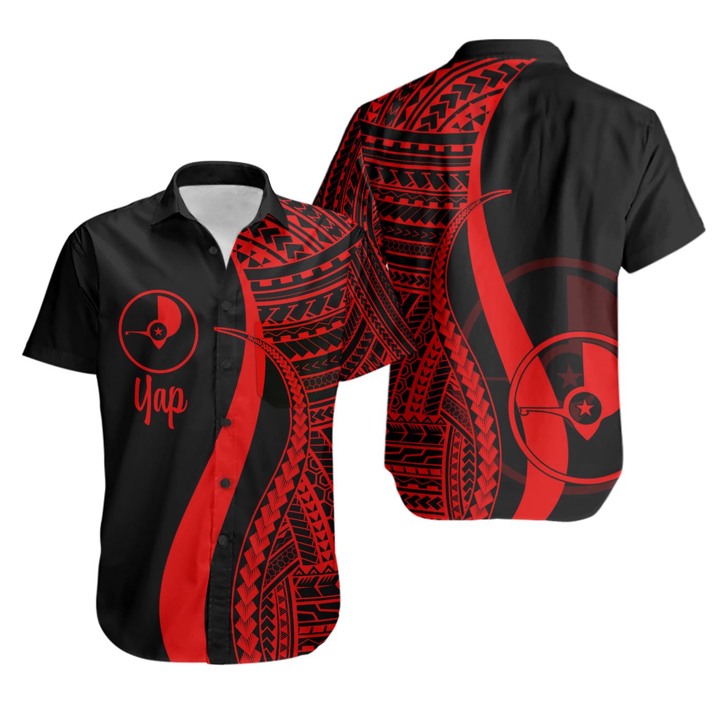 Yap Short Sleeve Shirts - Red Polynesian Tentacle Tribal Pattern Unisex Red - Polynesian Pride