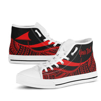 Tokelau Custom Personalised High Top Shoes Red - Polynesian Tentacle Tribal Pattern - Polynesian Pride