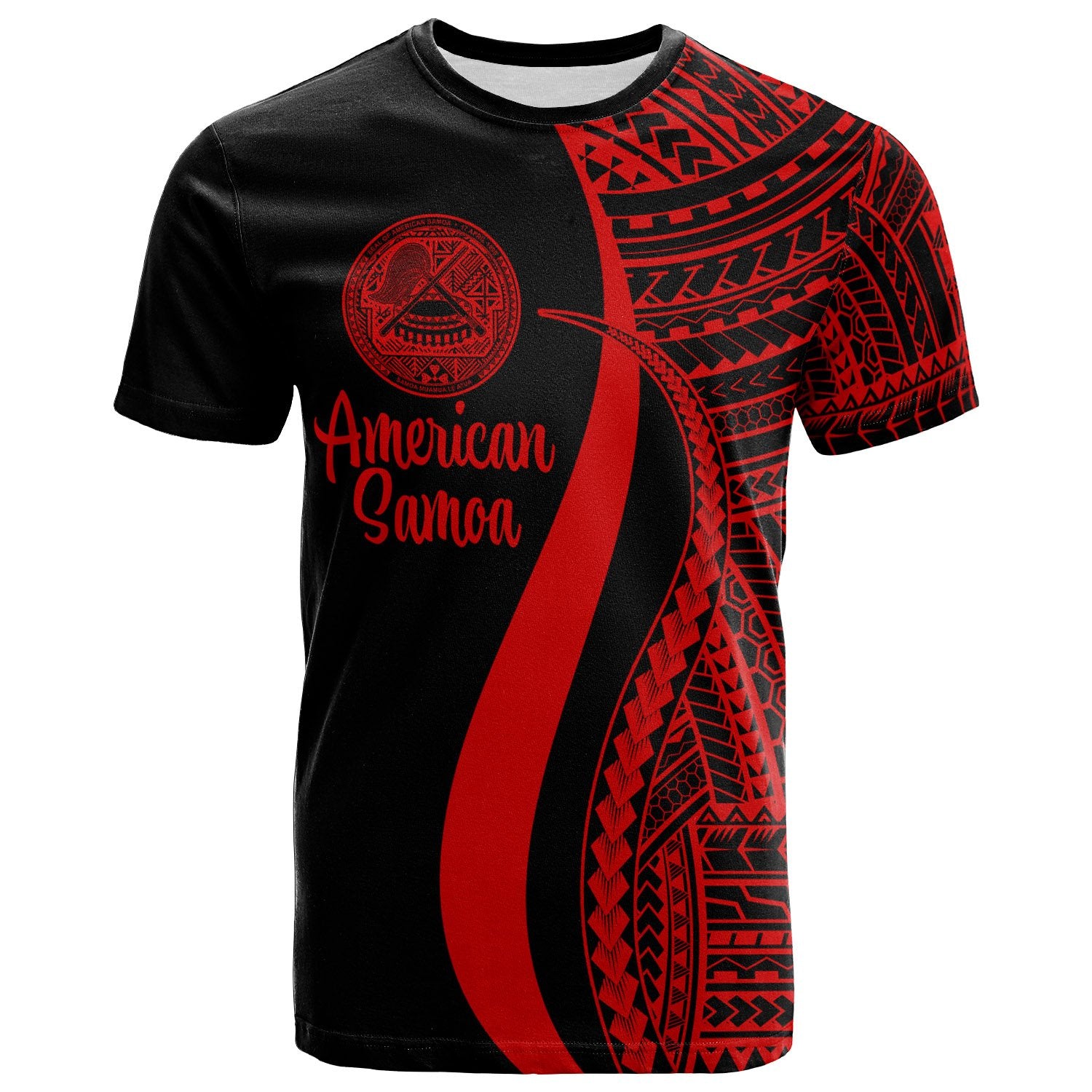 American Samoa T Shirt Red Polynesian Tentacle Tribal Pattern Unisex RED - Polynesian Pride