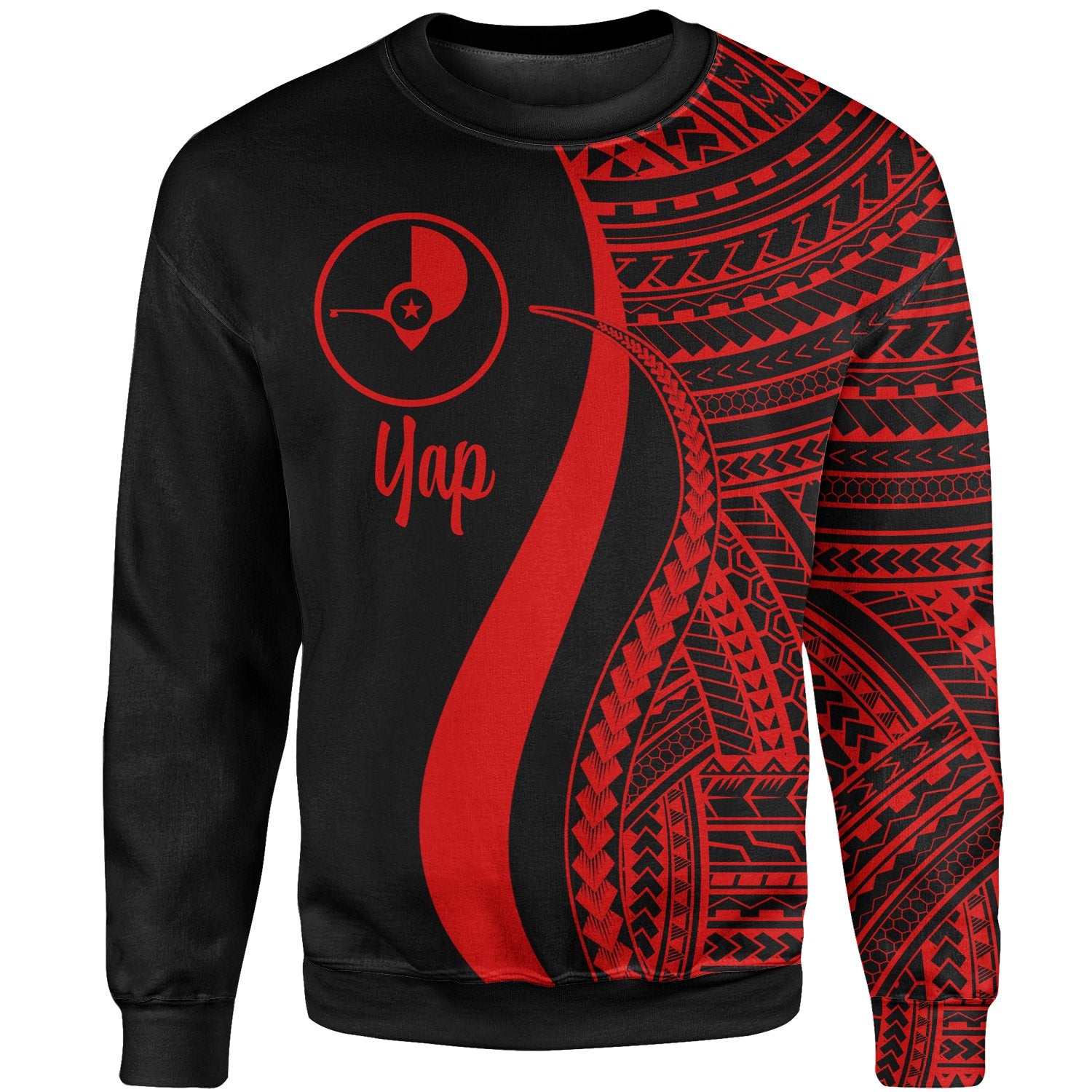 Yap Sweatshirt - Red Polynesian Tentacle Tribal Pattern Unisex Red - Polynesian Pride