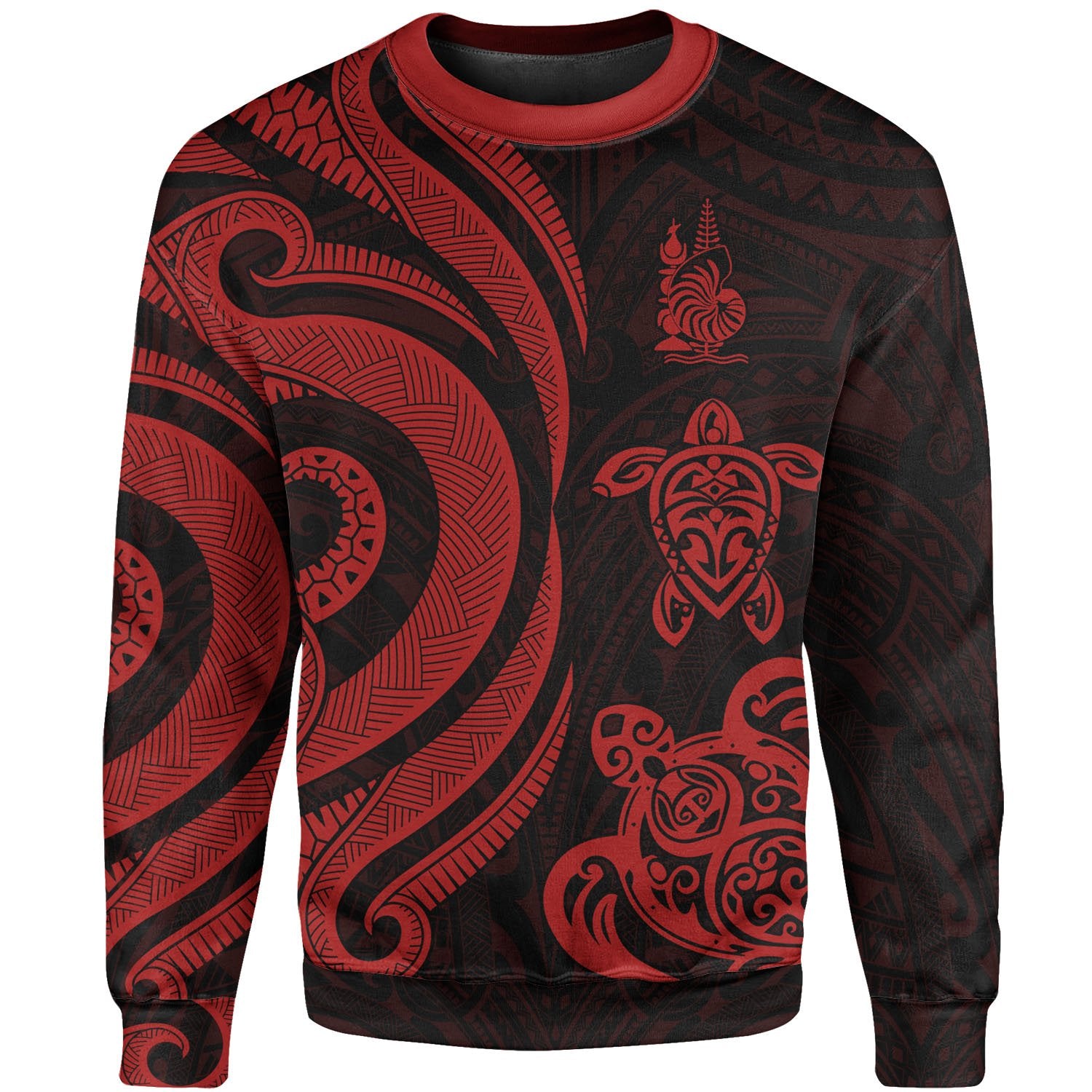 New Caledonia Sweater - Red Tentacle Turtle Unisex Red - Polynesian Pride