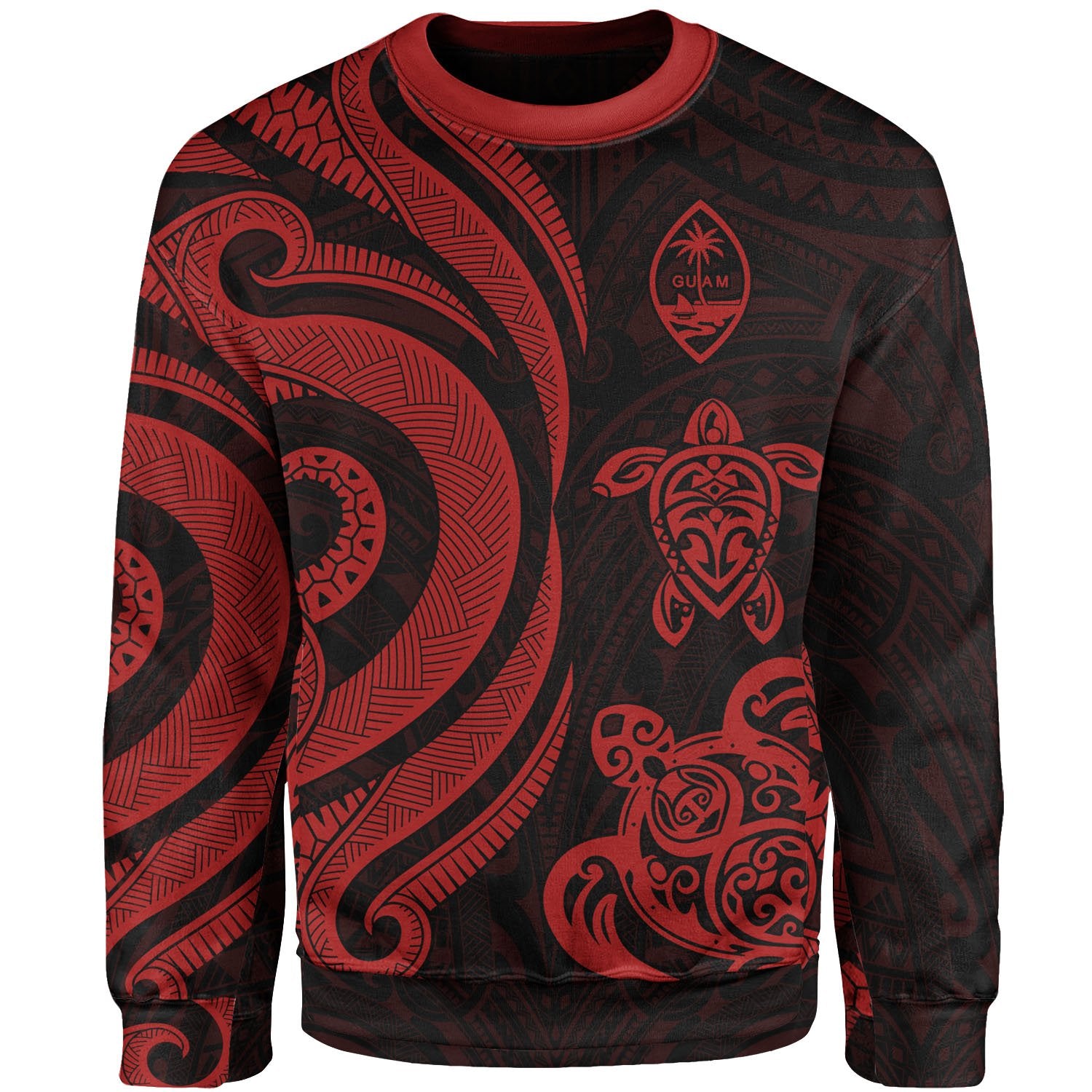 Guam Sweater - Red Tentacle Turtle Unisex Red - Polynesian Pride