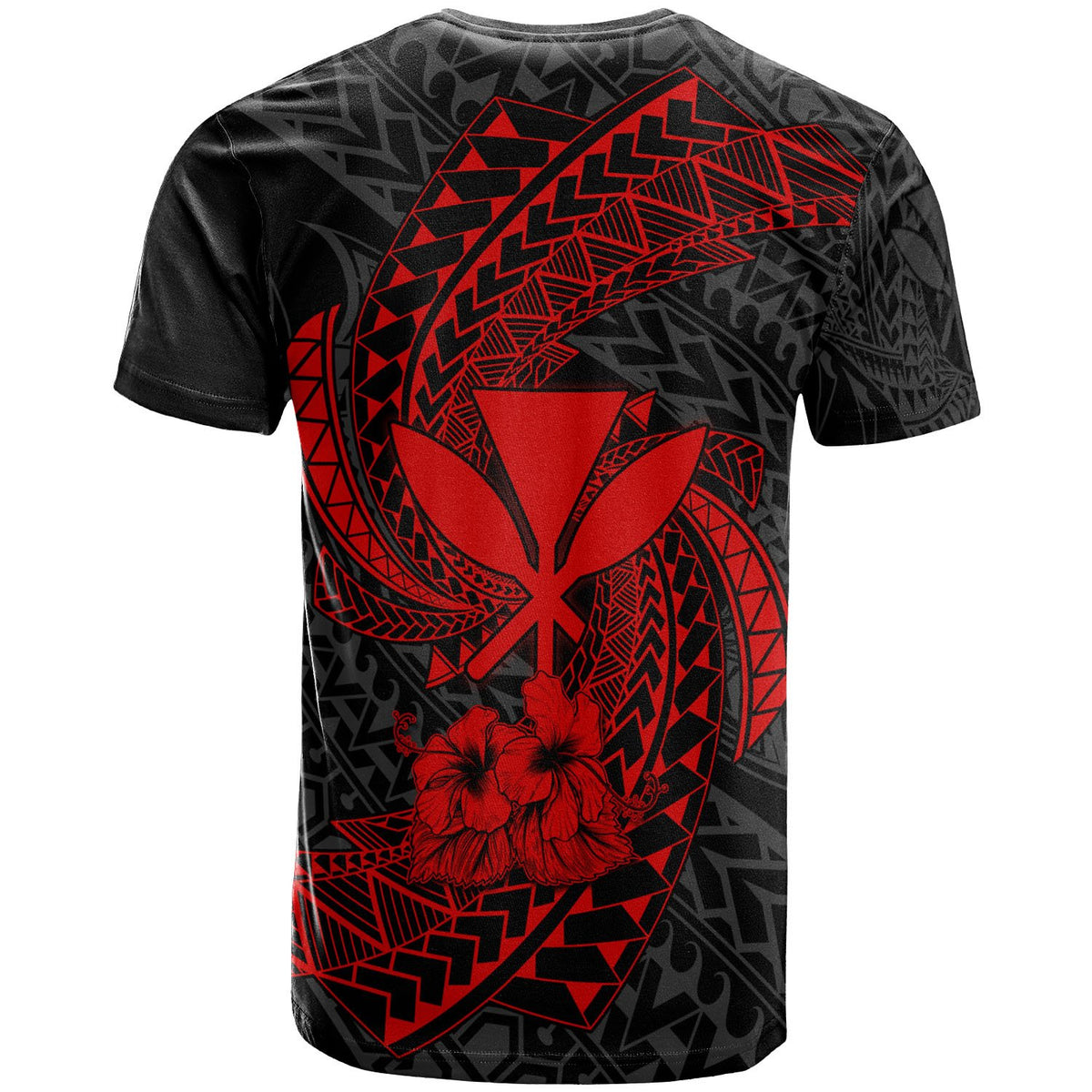 Polynesian Hawaii Custom T Shirt Red Spiral Pattern Hibiscus - Polynesian Pride