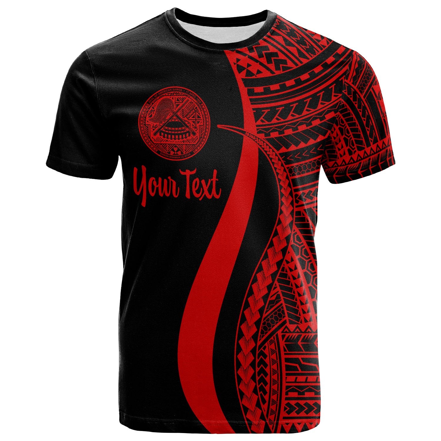 American Samoa Custom T Shirt Red Polynesian Tentacle Tribal Pattern Unisex RED - Polynesian Pride