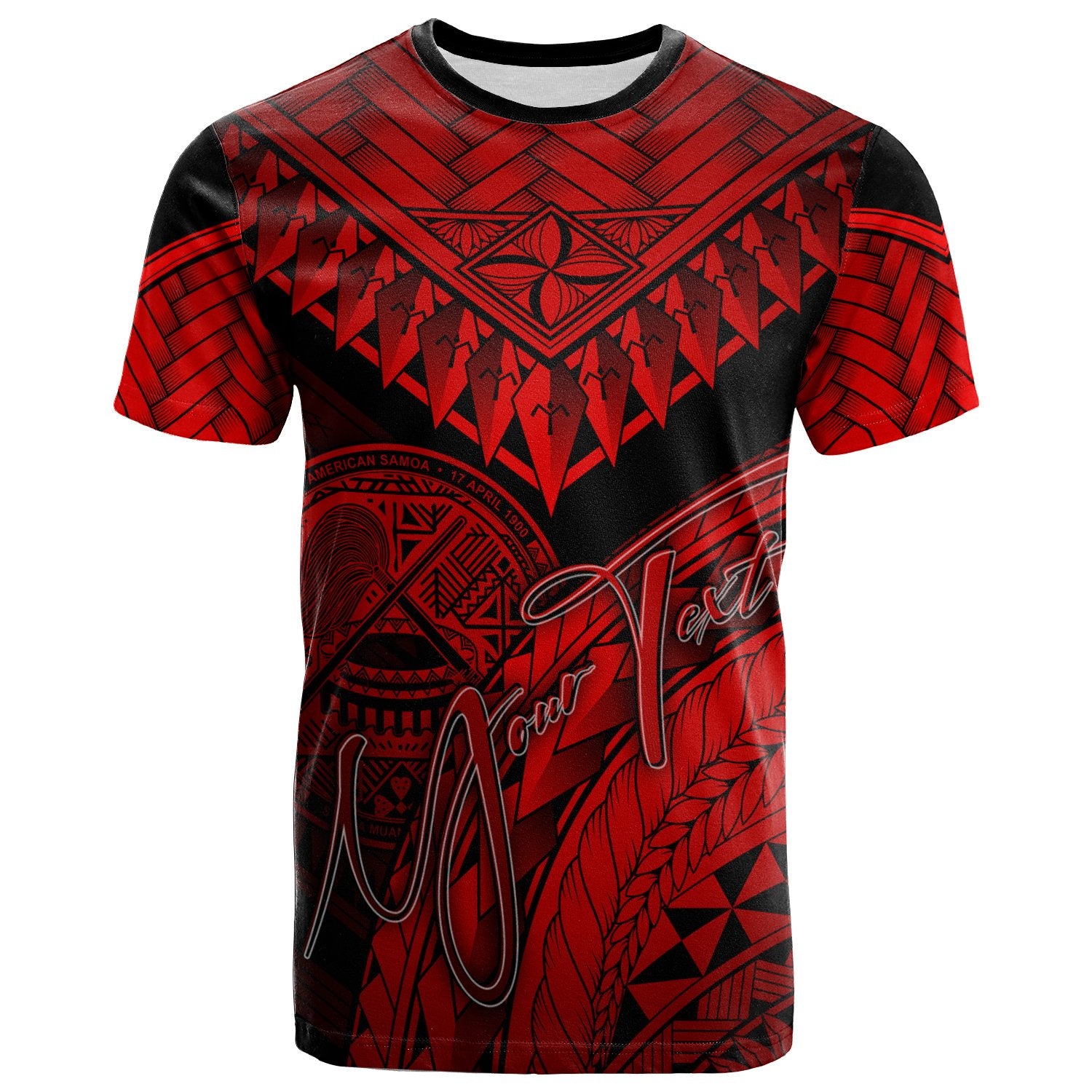 American Samoa Custom T Shirt Red Polynesian Necklace and Lauhala Unisex Red - Polynesian Pride