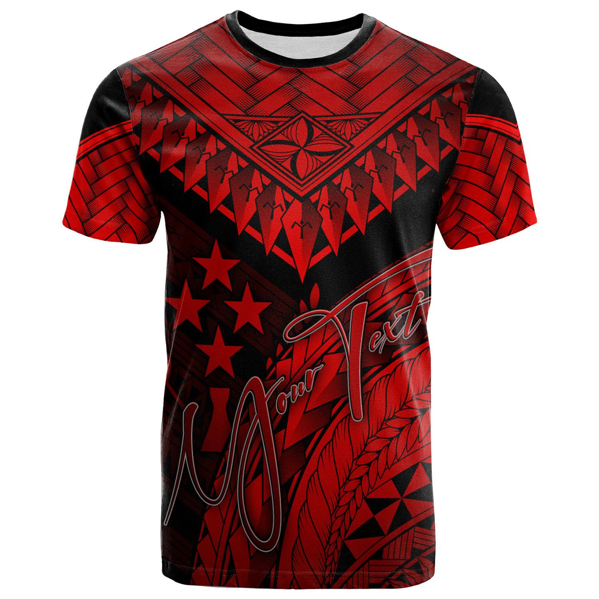 Kosrae Custom T Shirt Red Polynesian Necklace and Lauhala Unisex Red - Polynesian Pride
