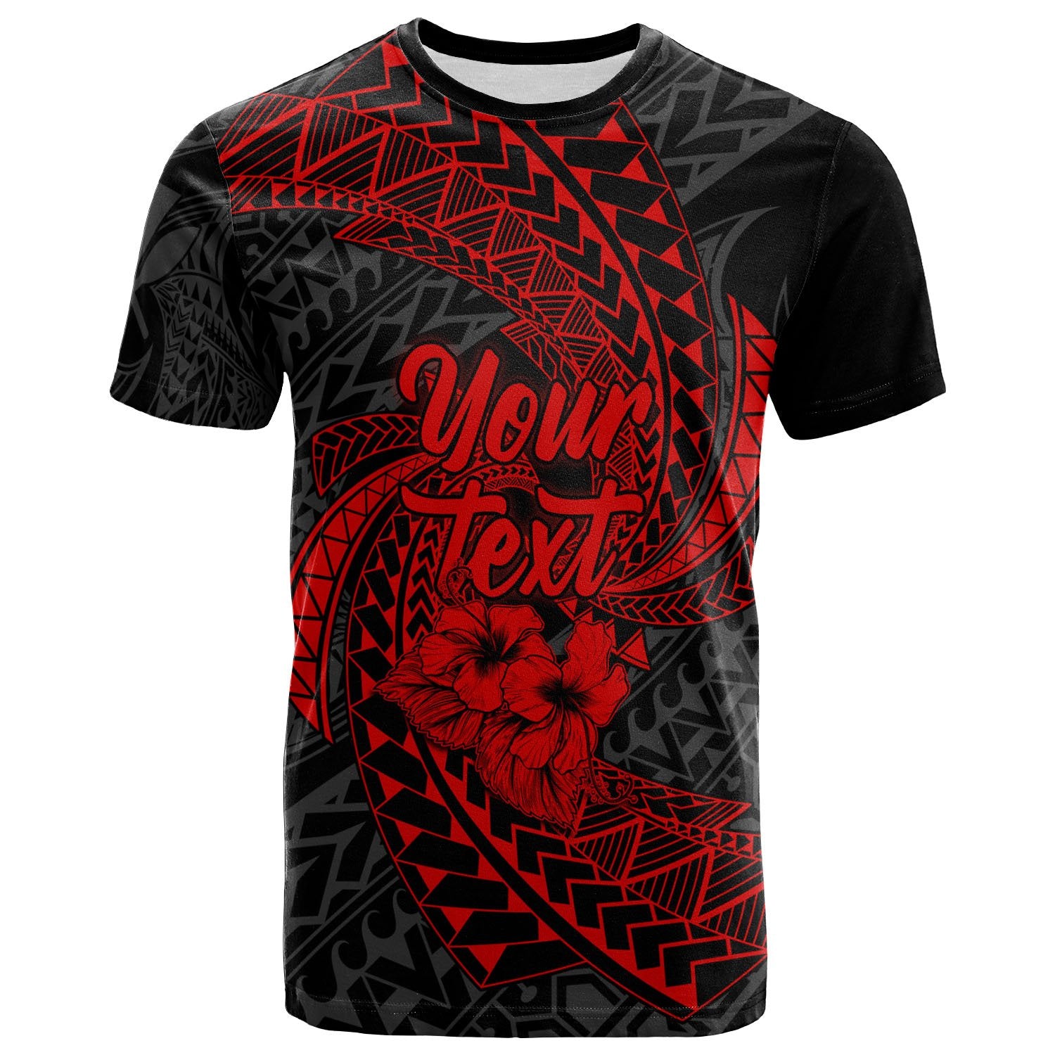 Polynesian Hawaii Custom T Shirt Red Spiral Pattern Hibiscus Unisex RED - Polynesian Pride