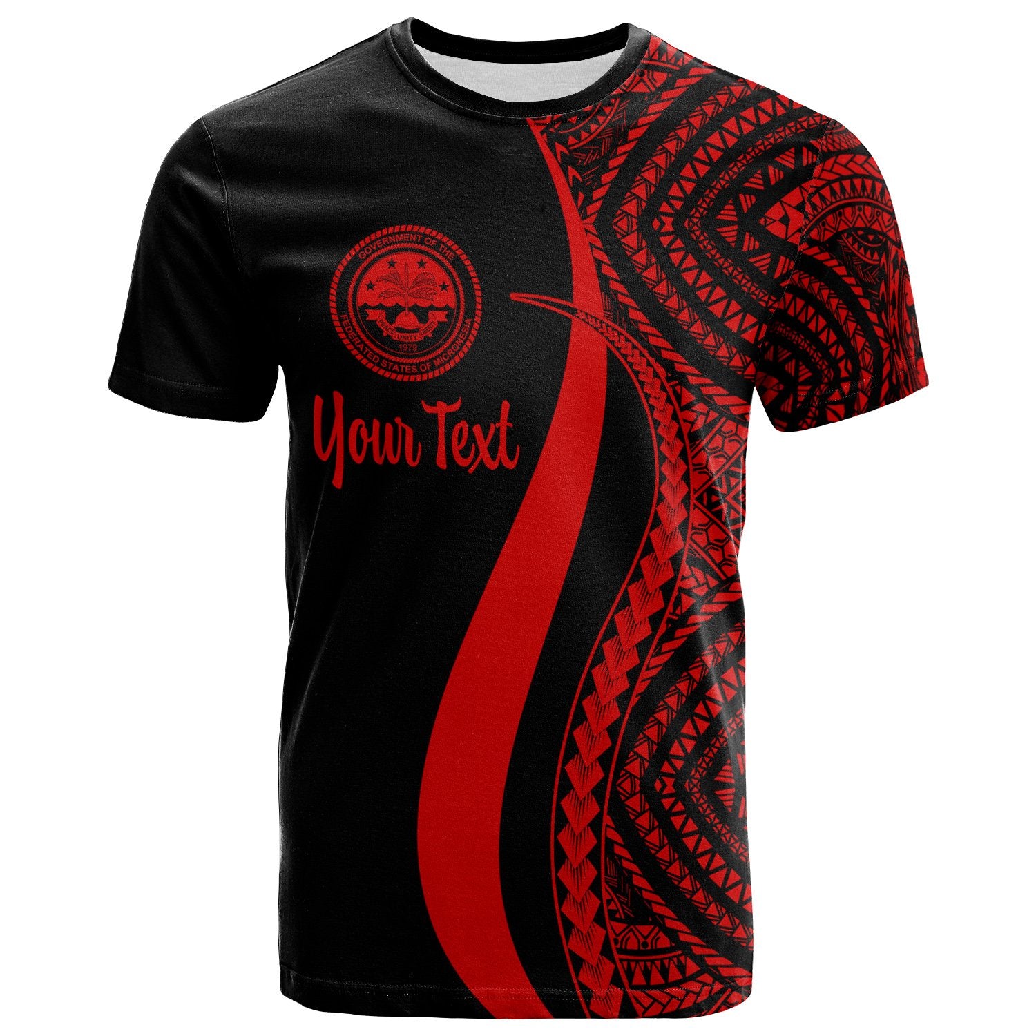 Federated States of Micronesia Custom T Shirt Red Micronesian Tentacle Tribal Pattern Unisex RED - Polynesian Pride