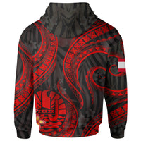 Tahiti Polynesian Zip up Hoodie Red Plumeria - Polynesian Pride
