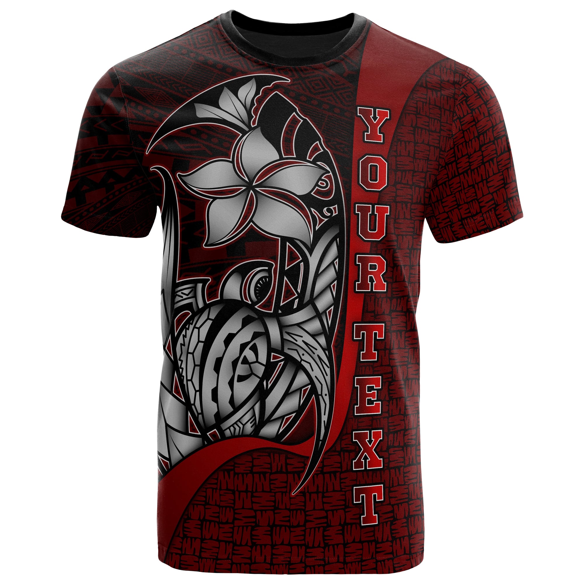 Tahiti Polynesian Custom T Shirt Red Turtle with Hook Unisex RED - Polynesian Pride