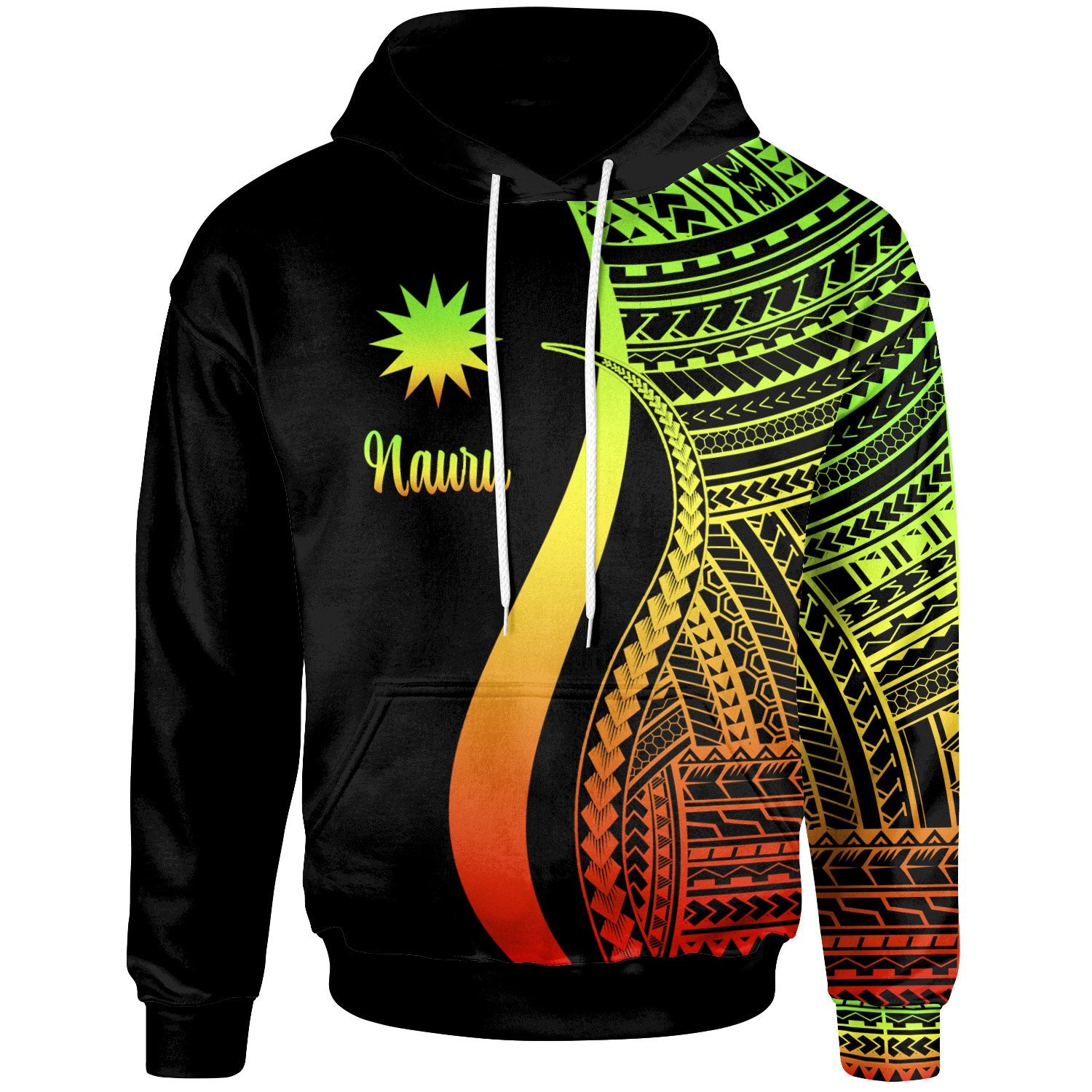 Nauru Hoodie Reggae Tentacle Tribal Pattern Unisex Reggae - Polynesian Pride