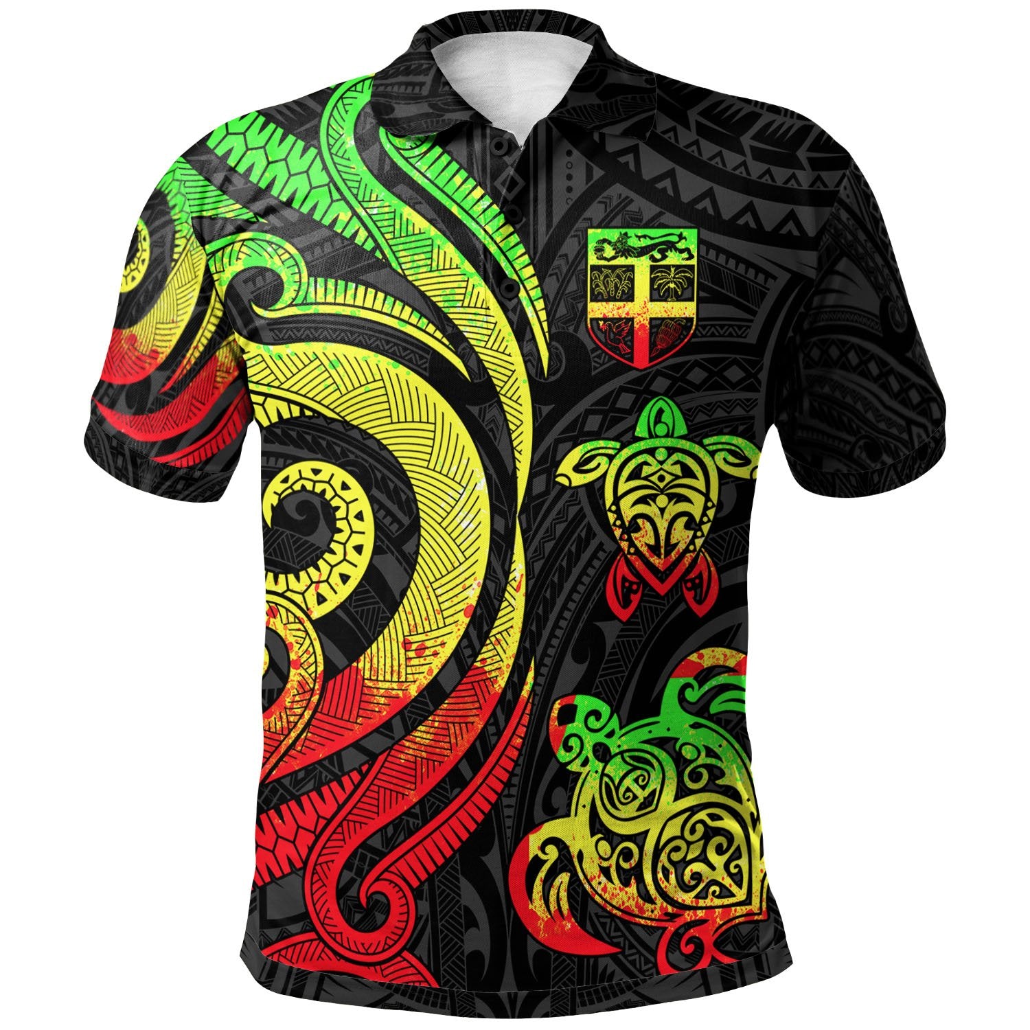 Fiji Polynesian Polo Shirt Reggae Tentacle Turtle Unisex Reggae - Polynesian Pride