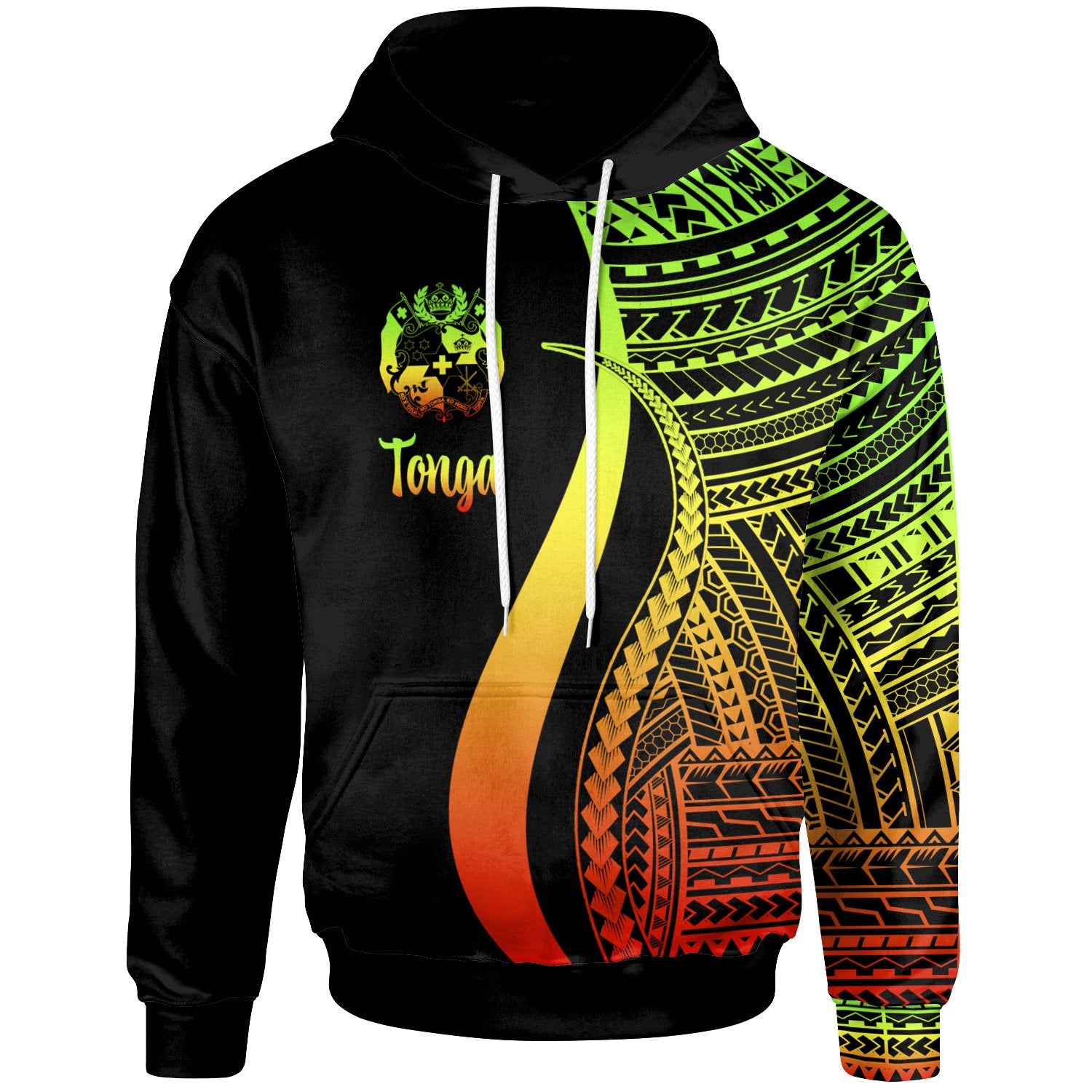 Tonga Hoodie Reggae Tentacle Tribal Pattern Unisex Red - Polynesian Pride