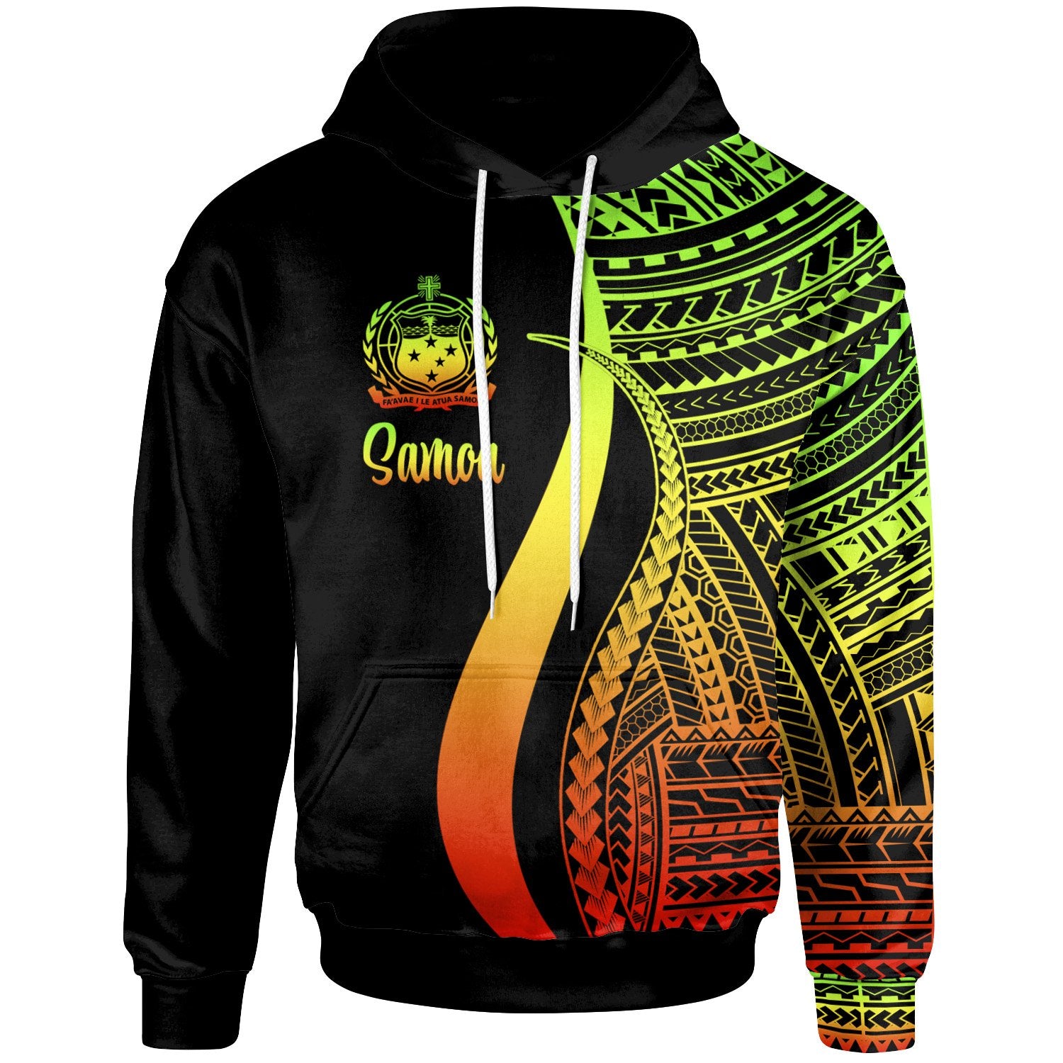 Samoa Hoodie Reggae Tentacle Tribal Pattern Unisex Reggae - Polynesian Pride