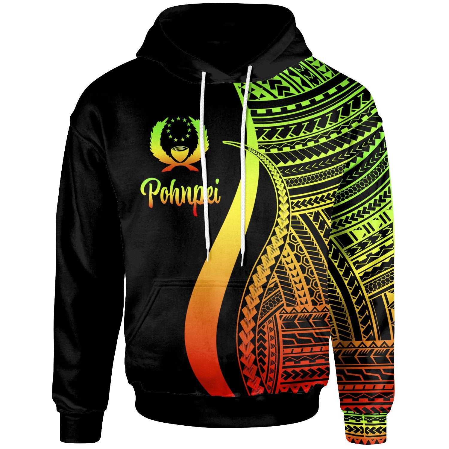 Pohnpei Hoodie Reggae Tentacle Tribal Pattern Unisex Reggae - Polynesian Pride