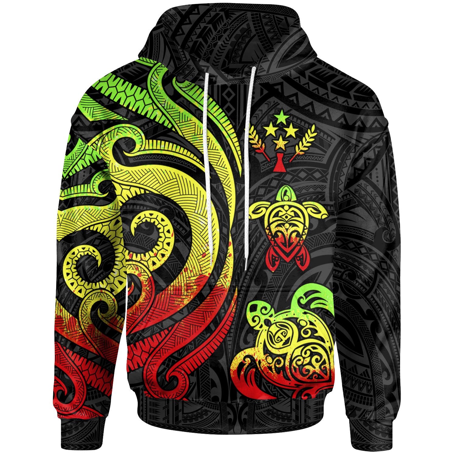 Kosrae Polynesian Hoodie Reggae Tentacle Turtle Unisex Reggae - Polynesian Pride