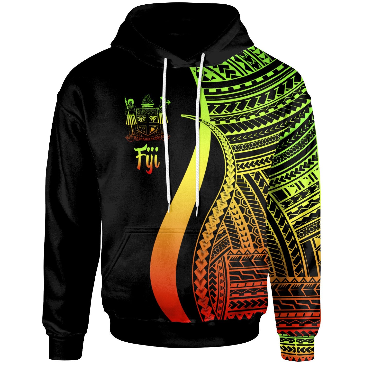 Fiji Hoodie Reggae Tentacle Tribal Pattern Crest Unisex Reggae - Polynesian Pride