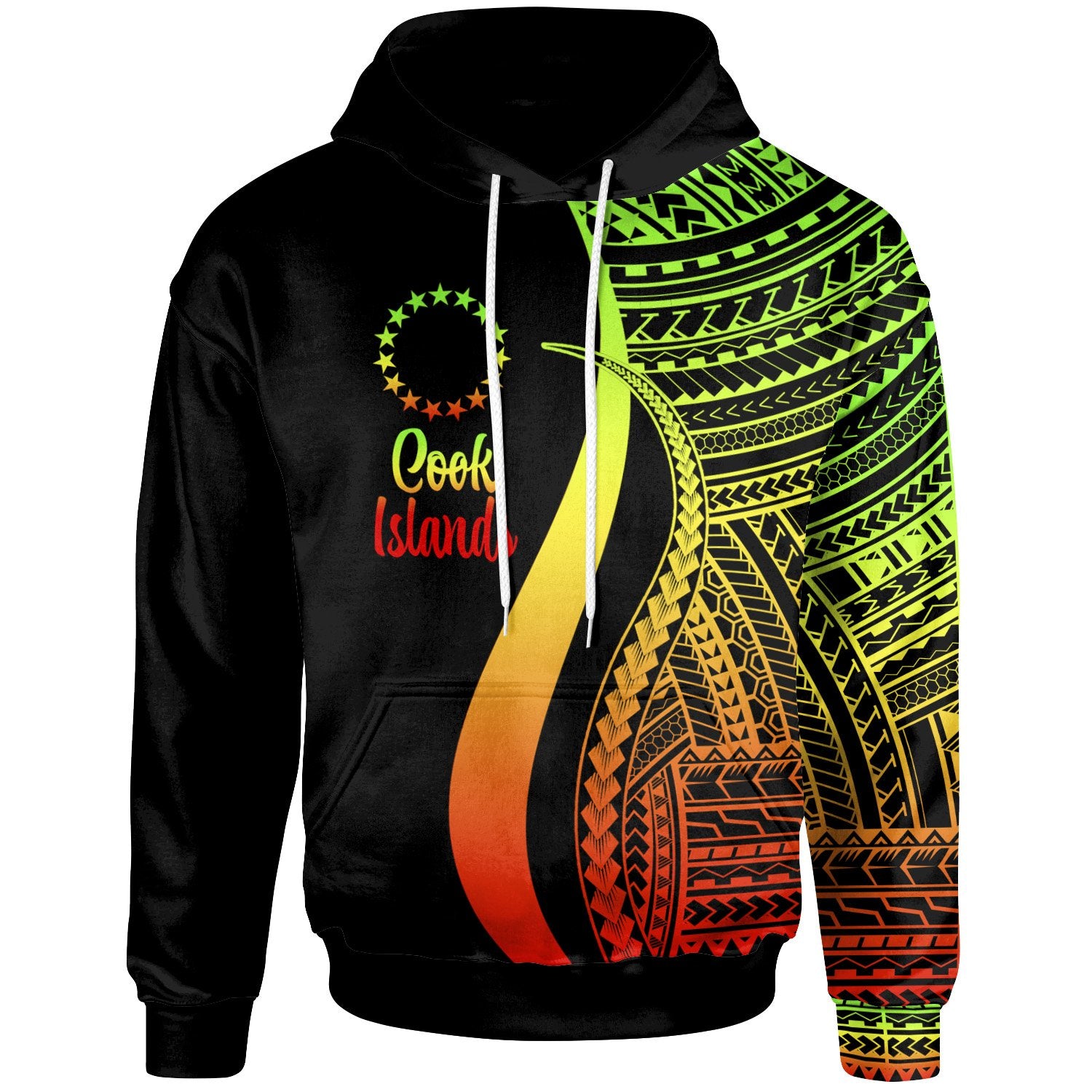 Cook Islands Hoodie Reggae Tentacle Tribal Pattern Unisex Reggae - Polynesian Pride