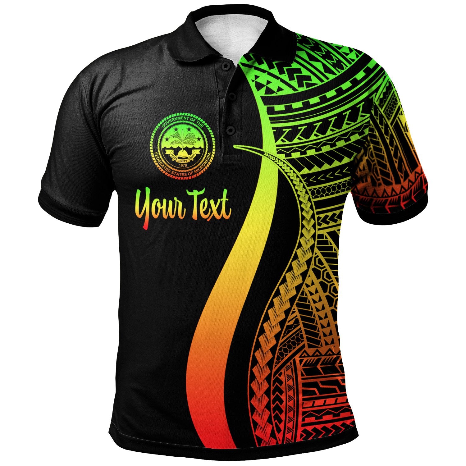 Federated States of Micronesia Custom Polo Shirt Reggae Polynesian Tentacle Tribal Pattern Unisex Reggae - Polynesian Pride