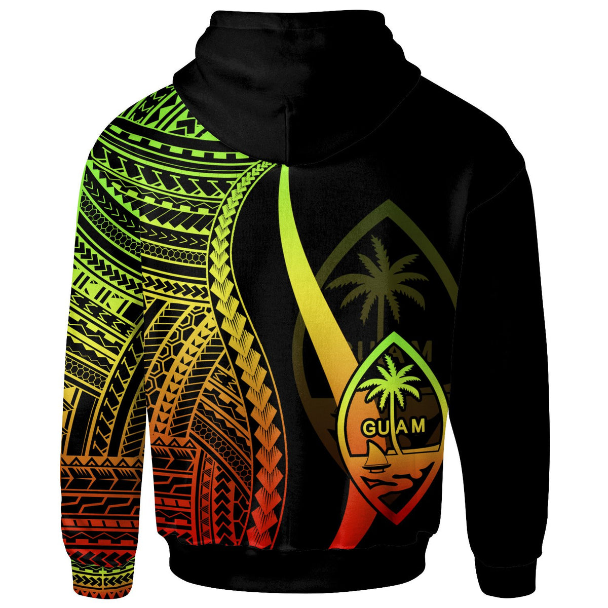 Guam Zip up Hoodie Reggae Tentacle Tribal Pattern - Polynesian Pride