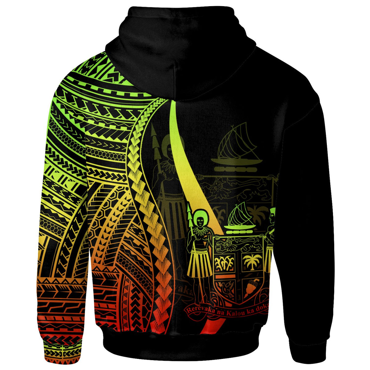 Fiji Custom Hoodie Reggae Tentacle Tribal Pattern Crest - Polynesian Pride