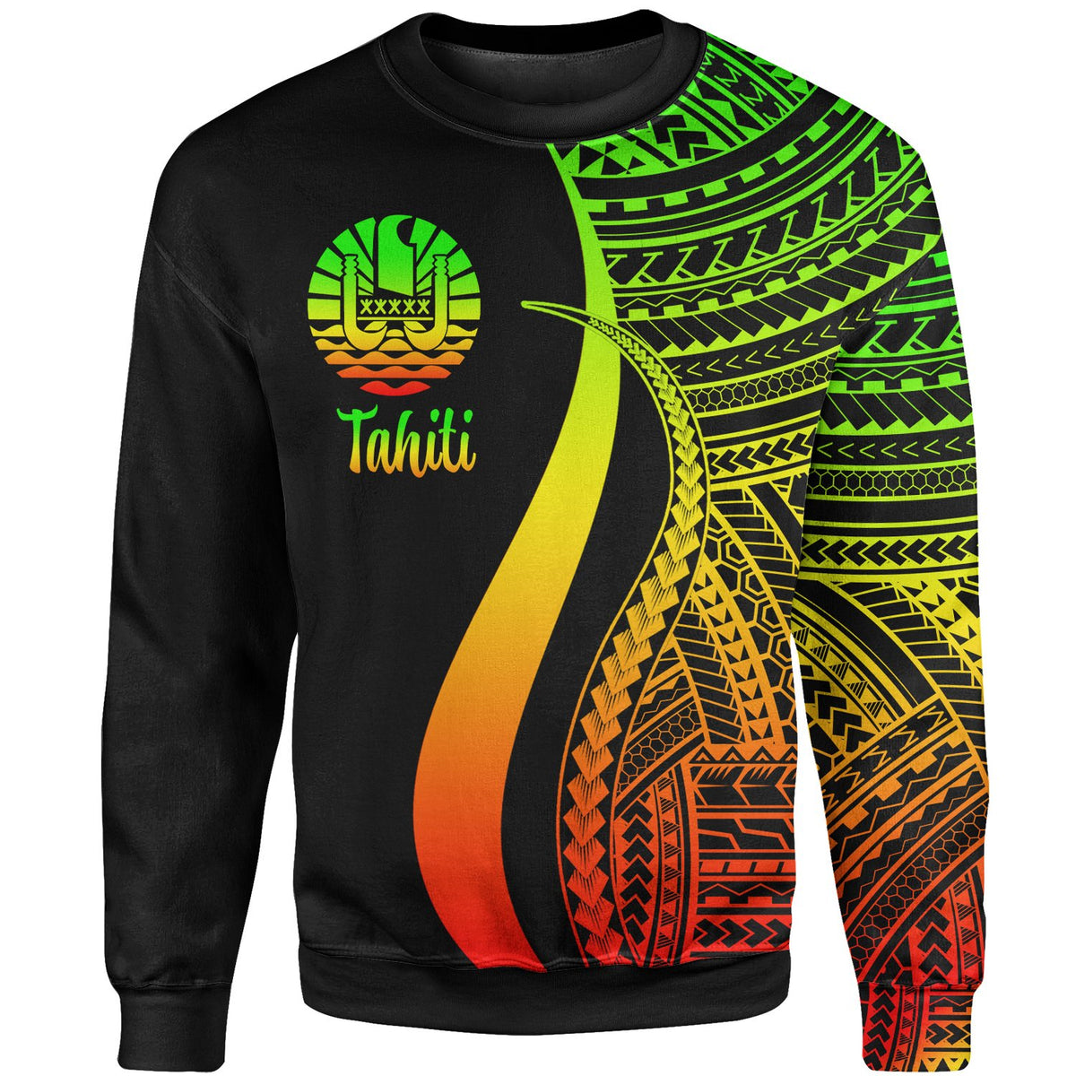 Tahiti Sweatshirt - Reggae Polynesian Tentacle Tribal Pattern Unisex Reggae - Polynesian Pride