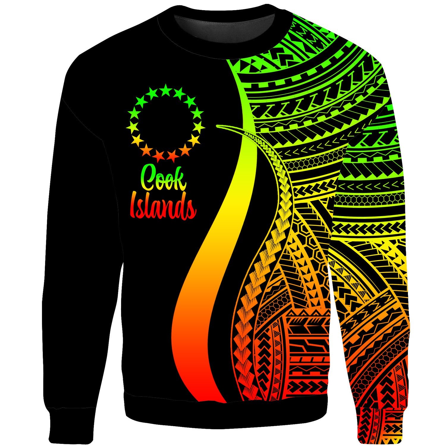 Cook Islands Sweatshirt - Reggae Polynesian Tentacle Tribal Pattern Unisex Reggae - Polynesian Pride