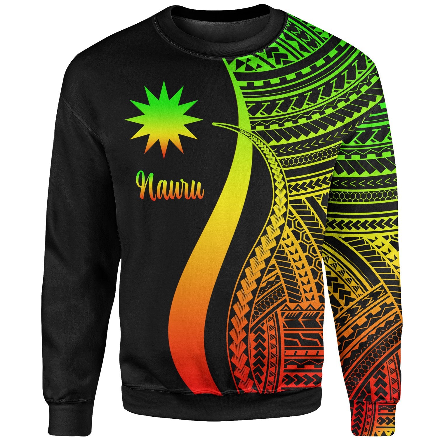 Nauru Sweatshirt - Reggae Polynesian Tentacle Tribal Pattern Unisex Reggae - Polynesian Pride