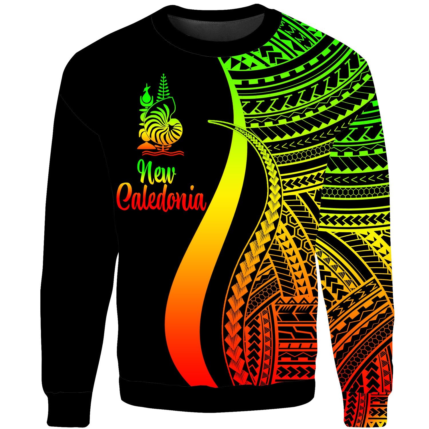 New Caledonia Sweatshirt - Reggae Polynesian Tentacle Tribal Pattern Crest Unisex Reggae - Polynesian Pride