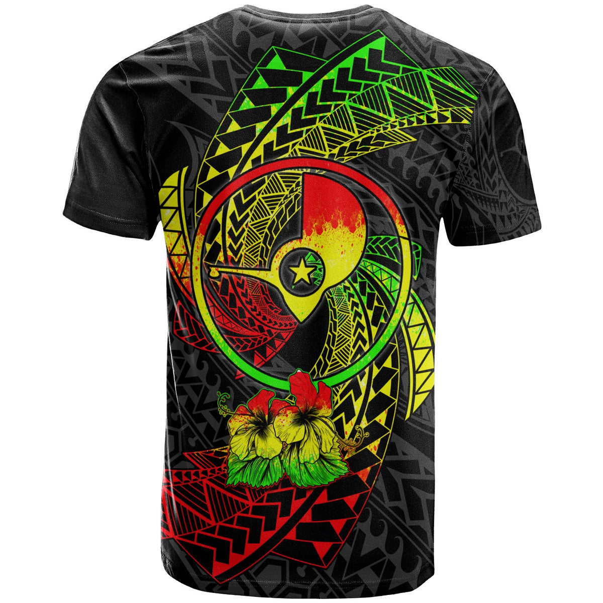 Yap Micronesian Custom T Shirt Reggae Spiral Pattern Hibiscus - Polynesian Pride