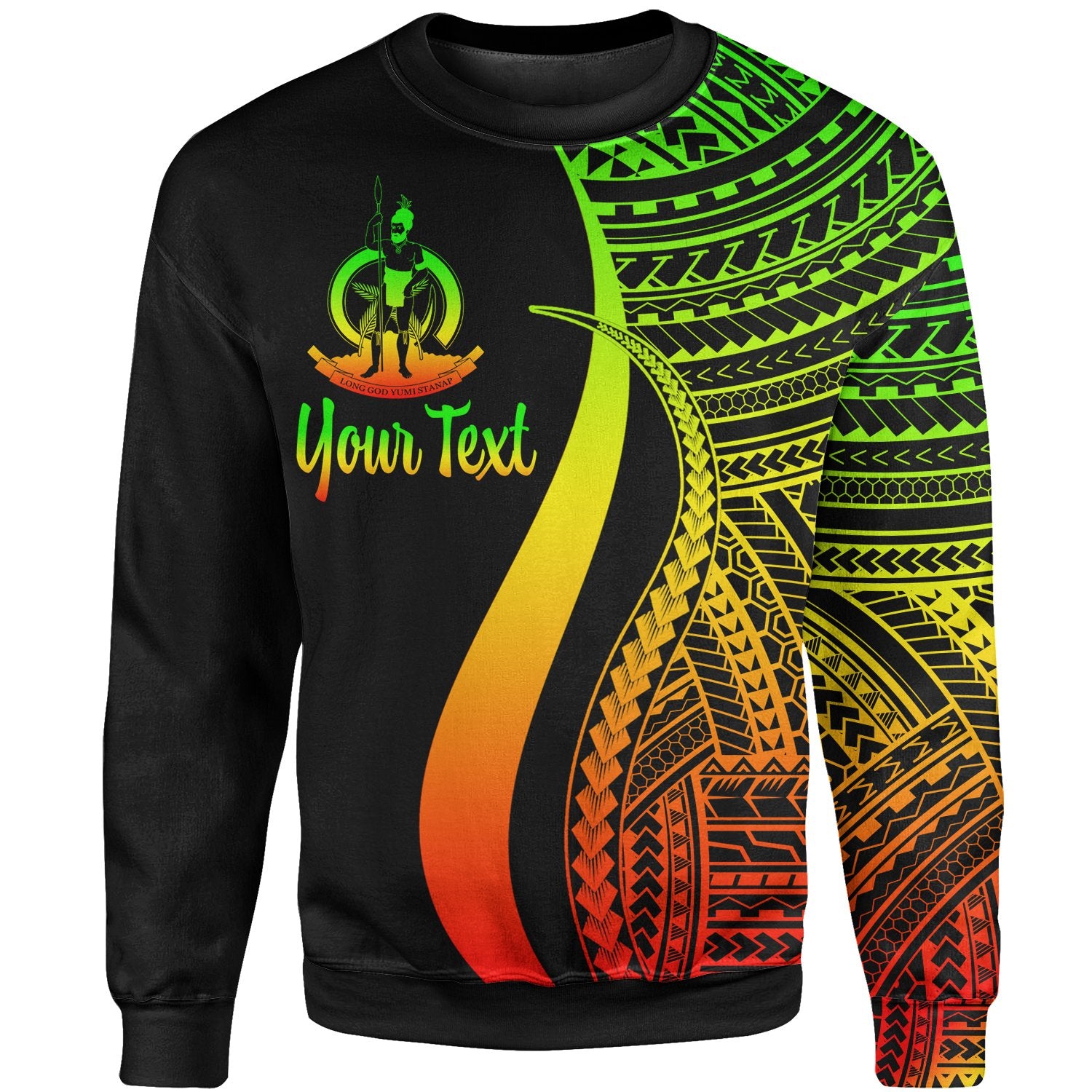 Vanuatu Custom Personalised Sweatshirt - Reggae Polynesian Tentacle Tribal Pattern Unisex Reggae - Polynesian Pride