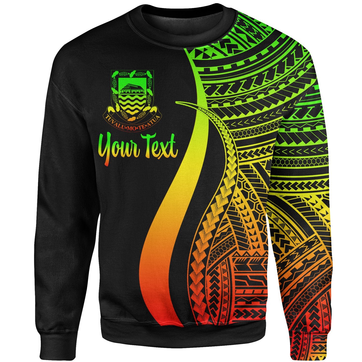 Tuvalu Custom Personalised Sweatshirt - Reggae Polynesian Tentacle Tribal Pattern Unisex Reggae - Polynesian Pride