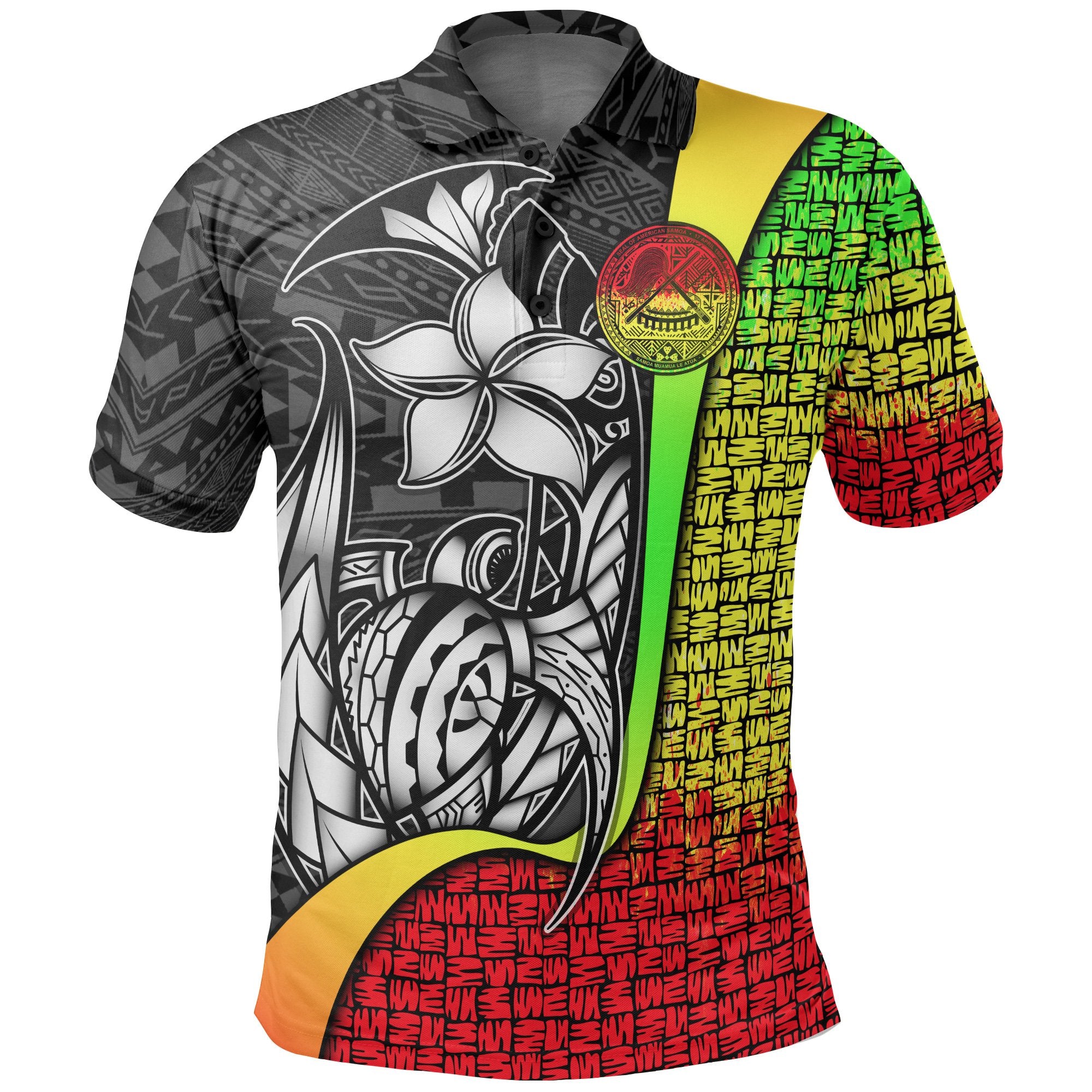 American Samoa Polo Shirt Reggae Turtle with Hook Unisex REGGAE - Polynesian Pride