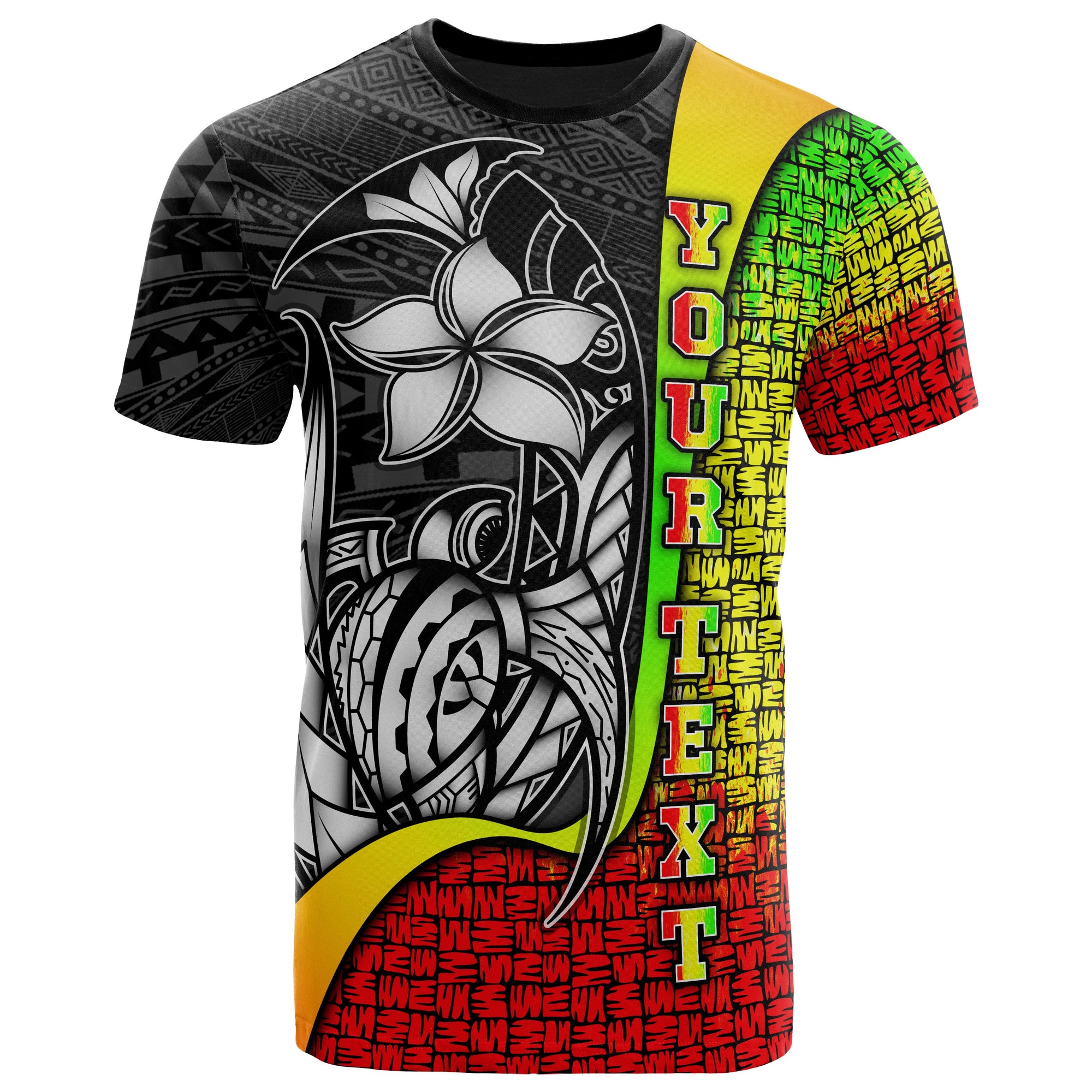 American Samoa Polynesian Custom T Shirt Reggae Turtle with Hook Unisex Reggae - Polynesian Pride