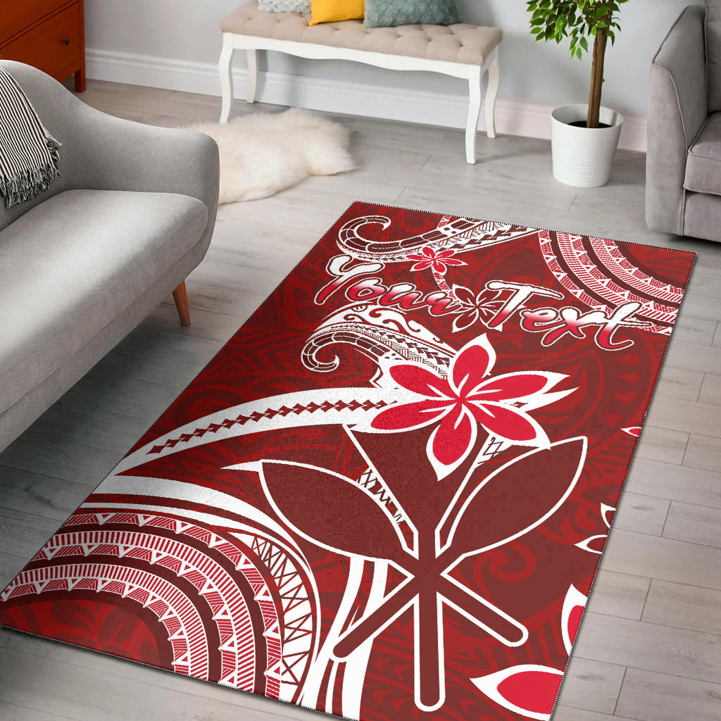 (Custom Personalised) Hawaii Flowers Wave Area Rug Kanaka Maoli Red Polynesian LT13 Red - Polynesian Pride