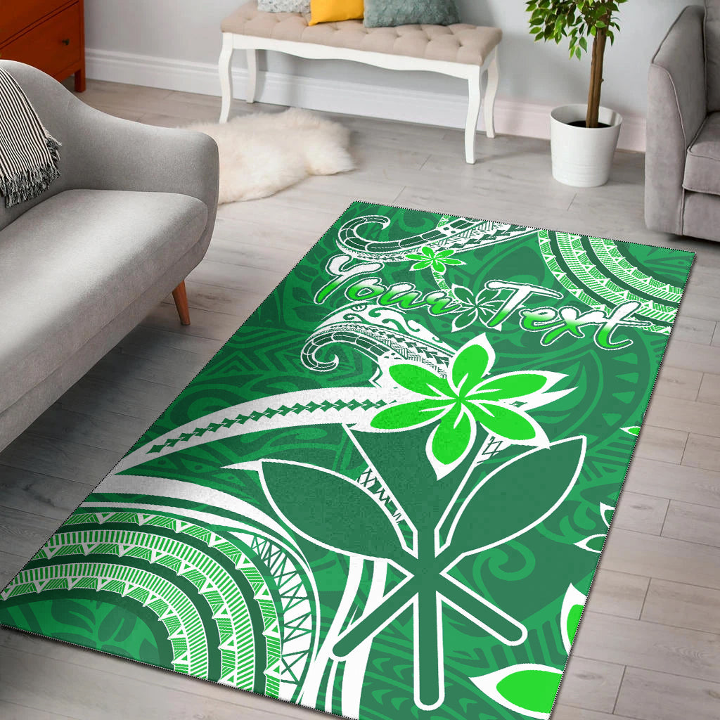 (Custom Personalised) Hawaii Flowers Wave Area Rug Kanaka Maoli Green Polynesian LT13 Green - Polynesian Pride